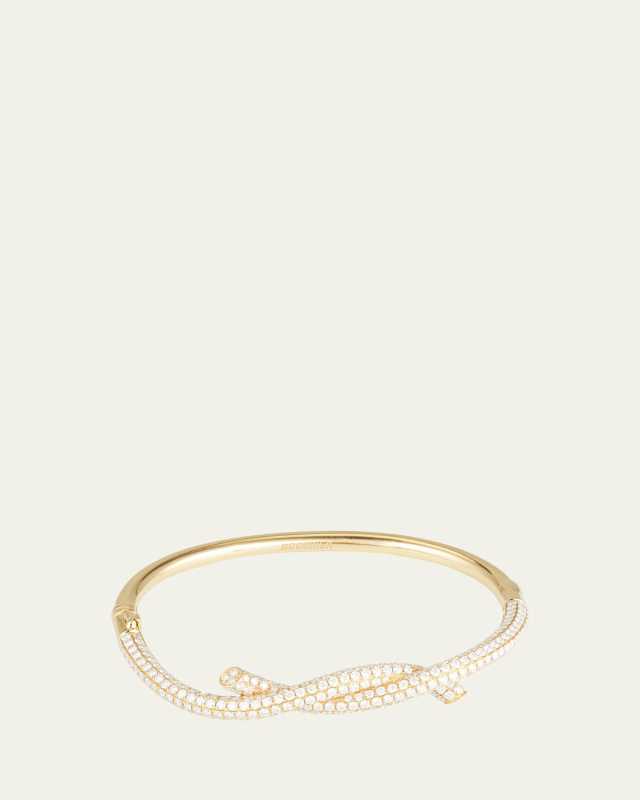 18K Yellow Gold Full Pave Diamond Ties Bangle Bracelet